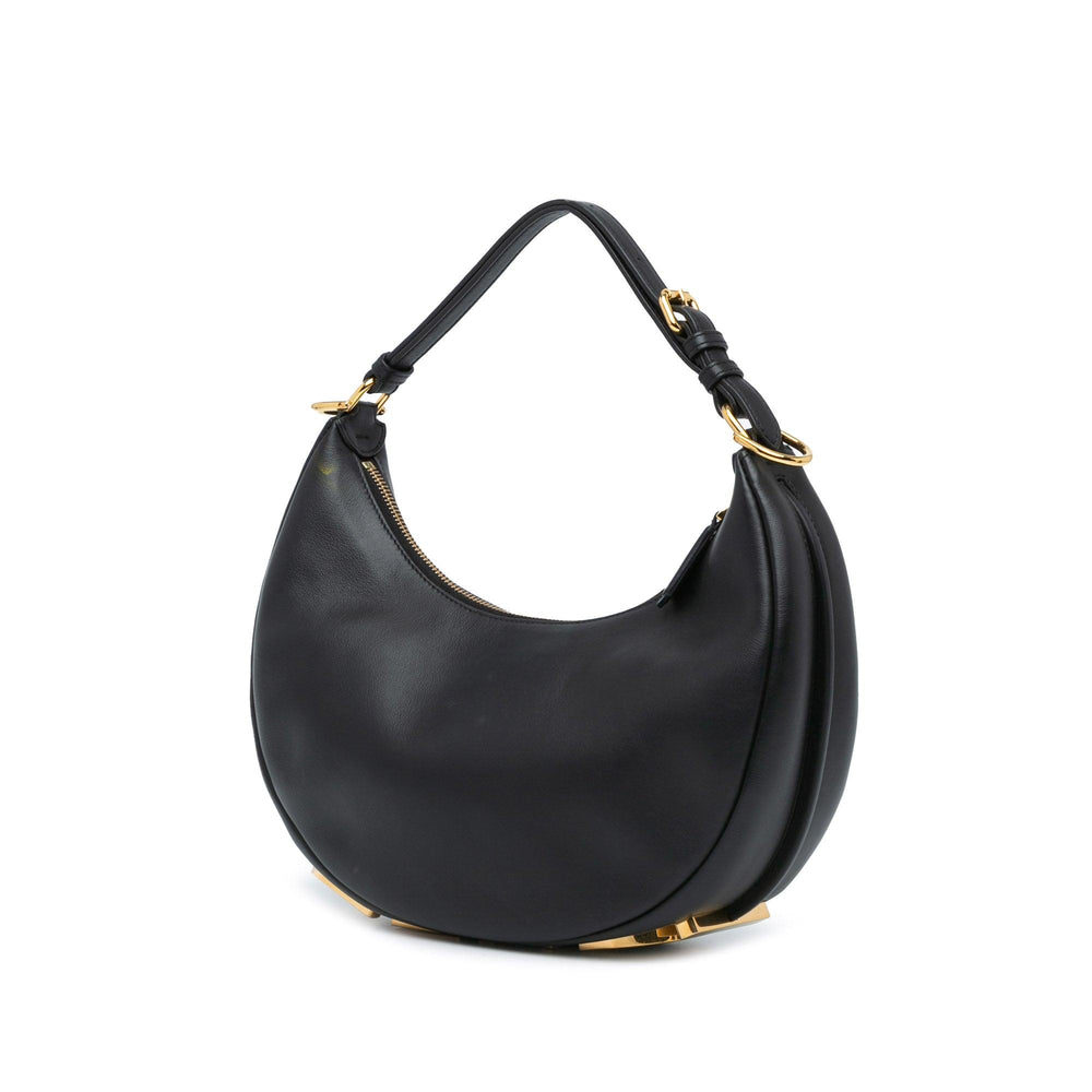 Medium Leather Fendigraphy Hobo Black - Gaby Paris