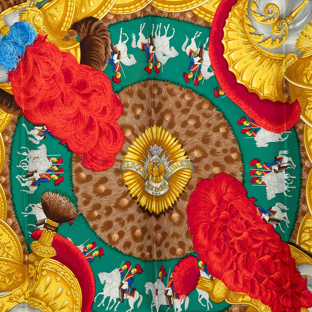 Hermès Casques et Plumets Foulard 90 Vert – vue 2 – GABY PARIS