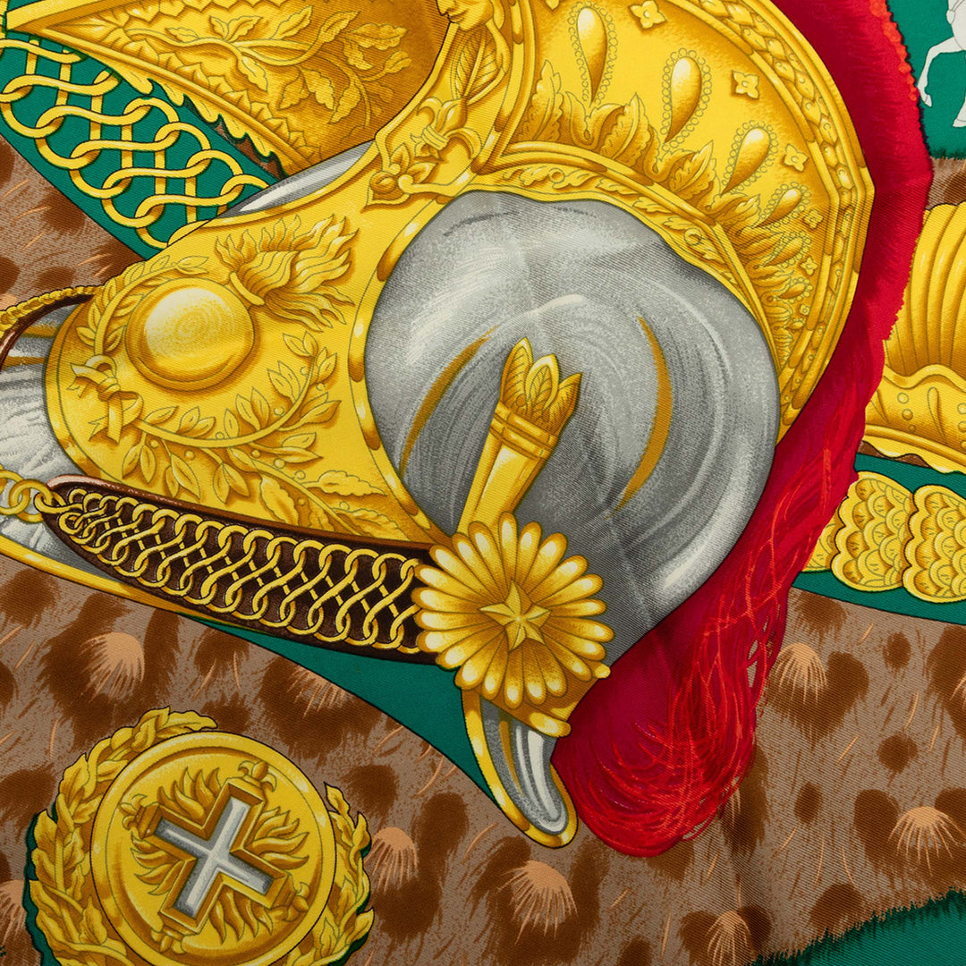 Hermès Casques et Plumets Foulard 90 Vert – vue 3 – GABY PARIS