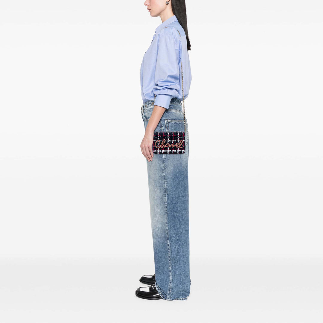Chanel Tweed Written in Chain Logo Wallet on Chain – GABY PARIS Authentique
