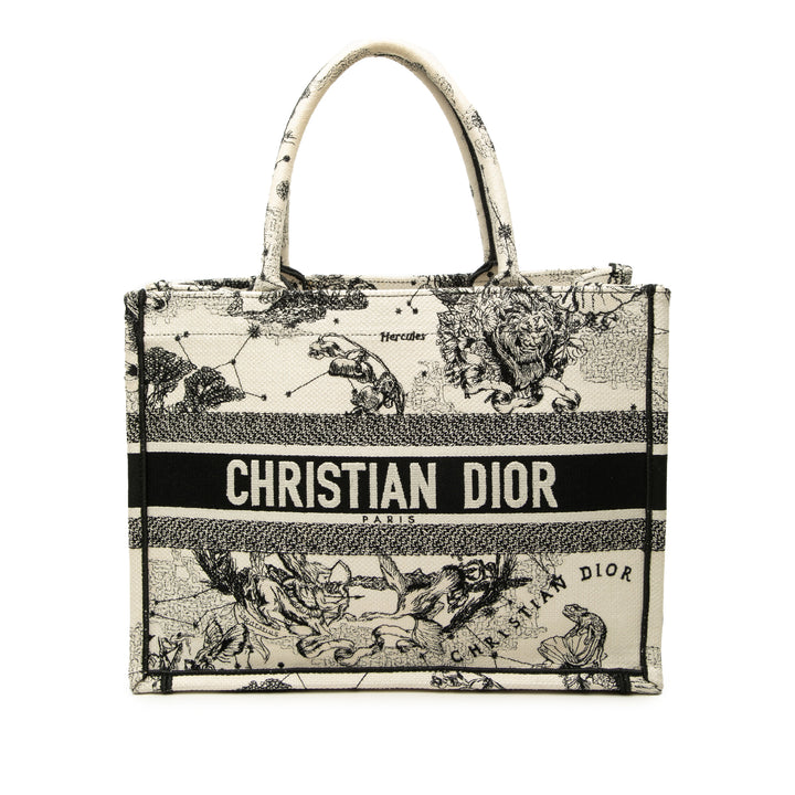 Book Tote brodé Zodiac De Jouy Moyen Blanc