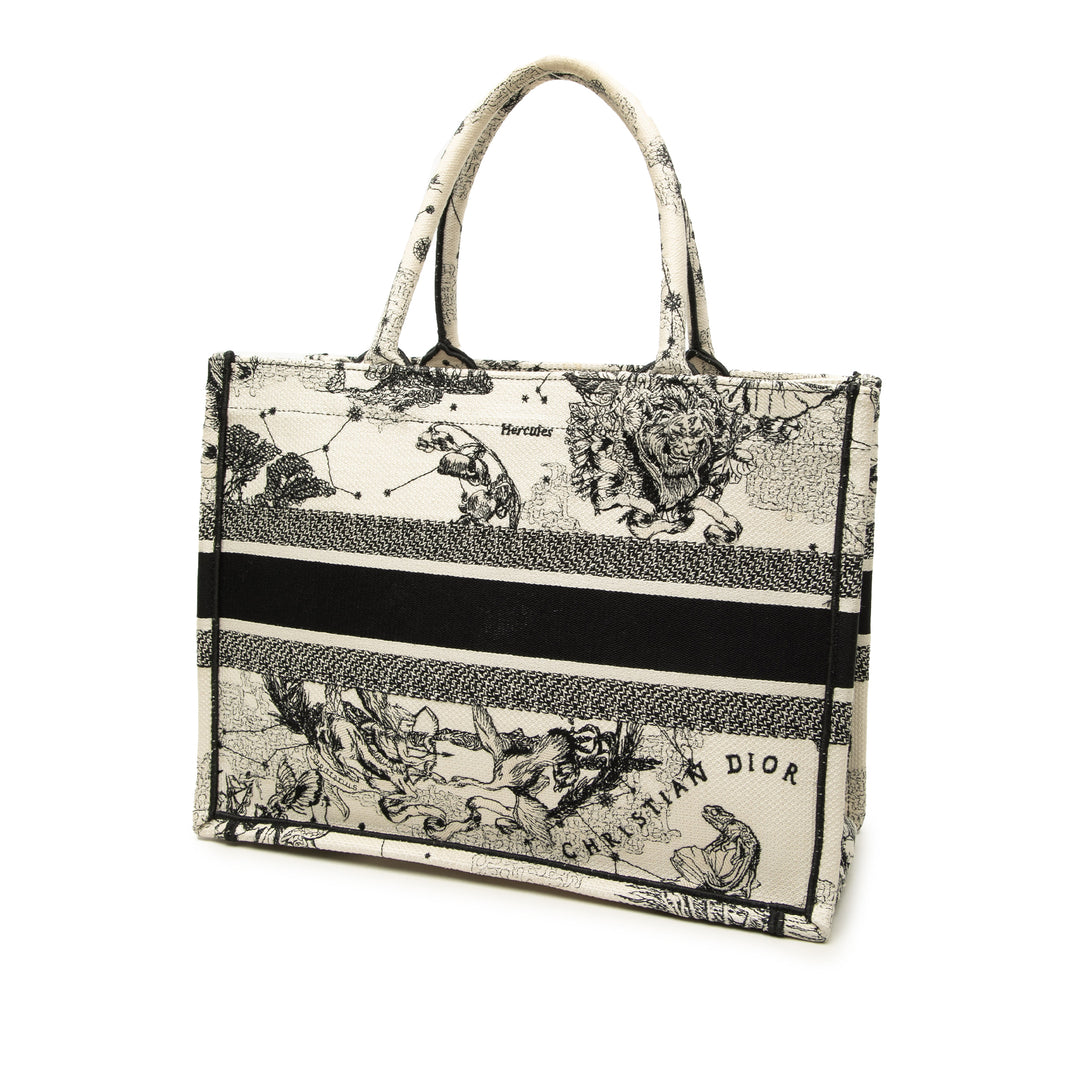 Book Tote brodé Zodiac De Jouy Moyen Blanc