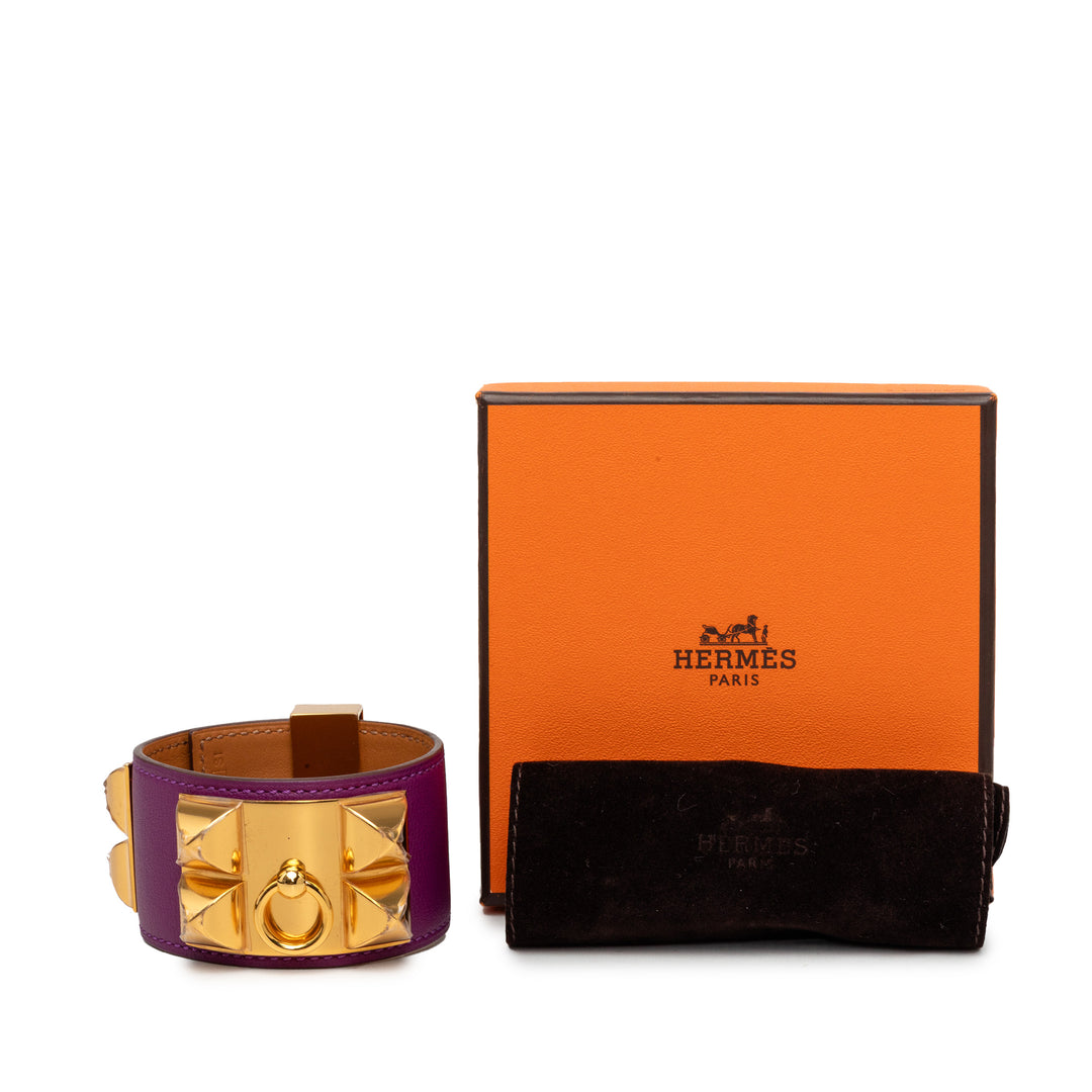 Hermès plaqué et Swift Collier de Chien Bracelet T4