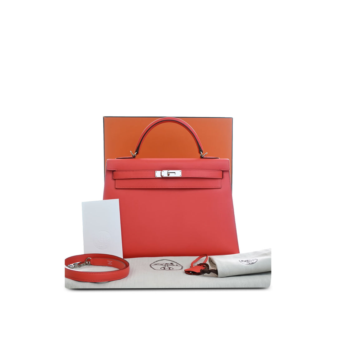 Hermès Sac à main Kelly II Sellier 32 Epsom Rose – vue 6 – GABY PARIS