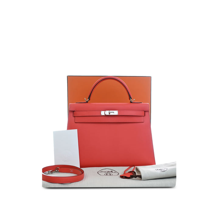 Hermès Sac à main Kelly II Sellier 32 Epsom Rose – vue 6 – GABY PARIS