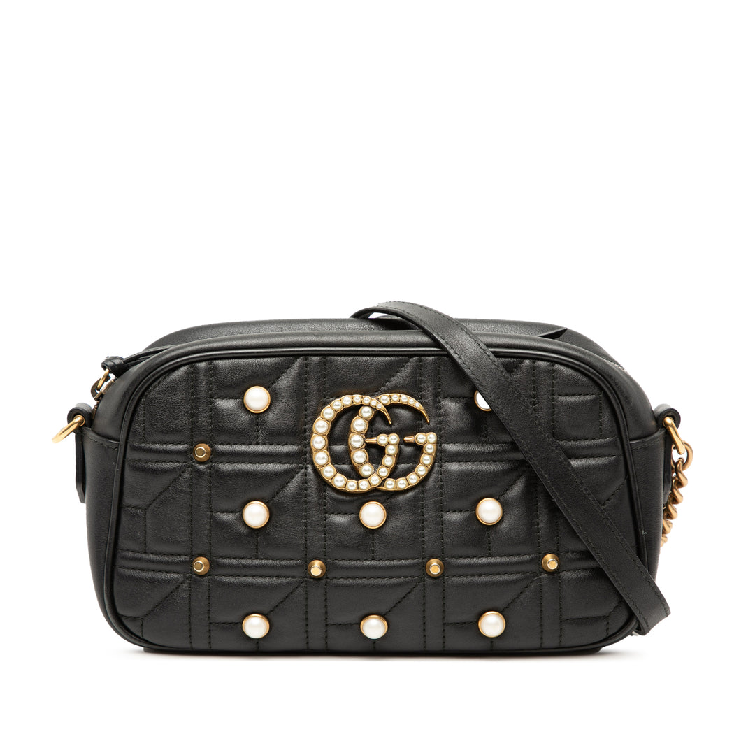 Gucci Small GG Marmont Matelasse Cuir Perle clouté Sac porté croisé
