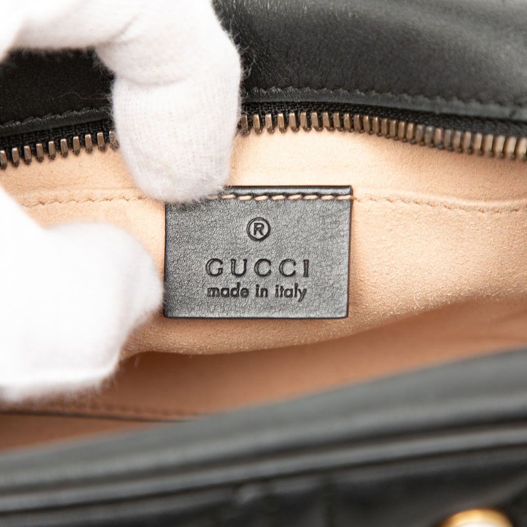 Gucci Small GG Marmont Matelasse Cuir Perle clouté Sac porté croisé
