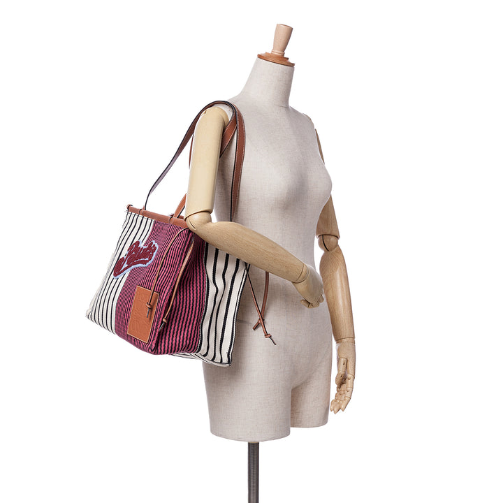 LOEWE Paulas Ibiza Large Toile Stripes Cushion Cabas