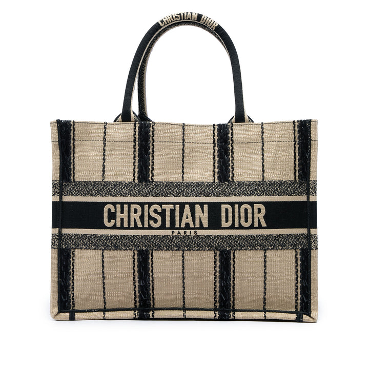 Book Tote brodé Bayadere Moyen Beige