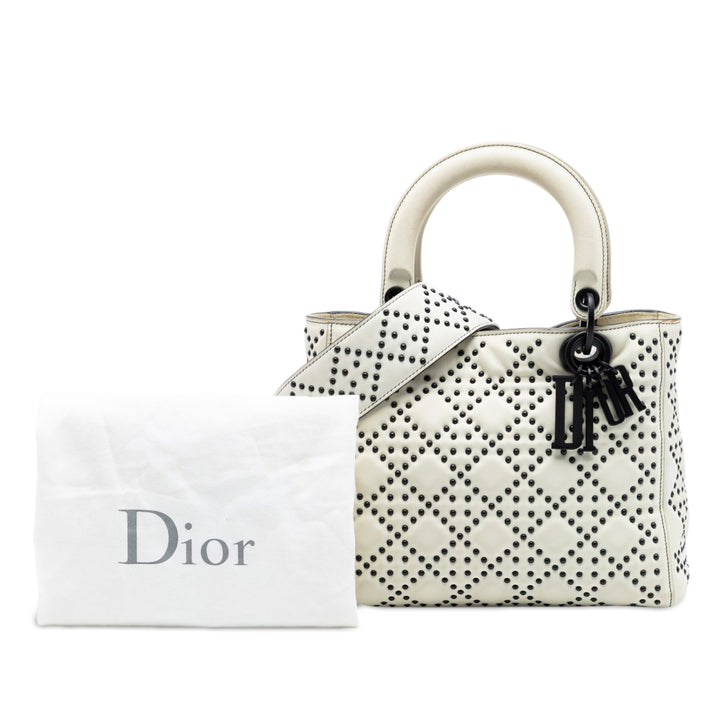 Dior Medium Cuir d’agneau Cannage clouté Supple Lady Dior