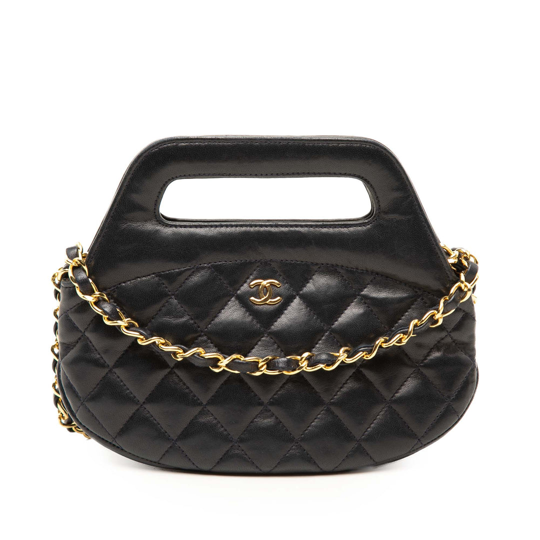 Chanel CC Matelassé Rond Sac structuré Cuir d'agneau Noir – vue principale – GABY PARIS