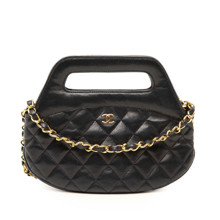 Chanel CC Matelassé Rond Sac structuré Cuir d'agneau Noir – vue principale – GABY PARIS