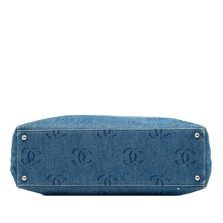 Chanel CC Cabas Jean Bleu – vue 3 – GABY PARIS