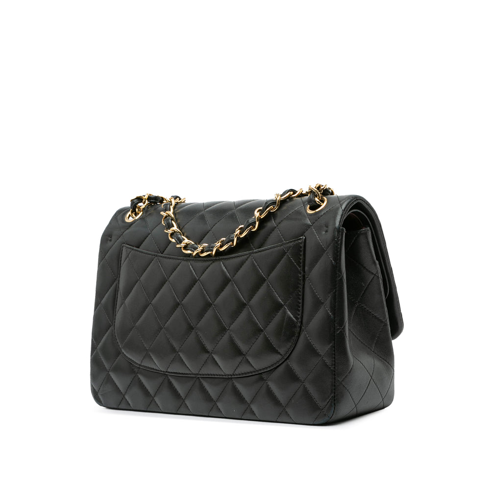 Jumbo Classic Lambskin Double Flap Black - Gaby Paris