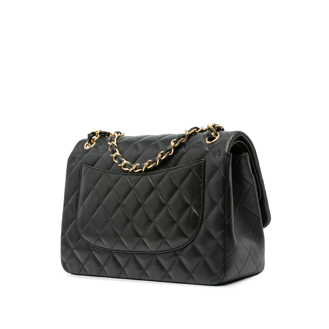 Jumbo Classic Lambskin Double Flap Black - Gaby Paris