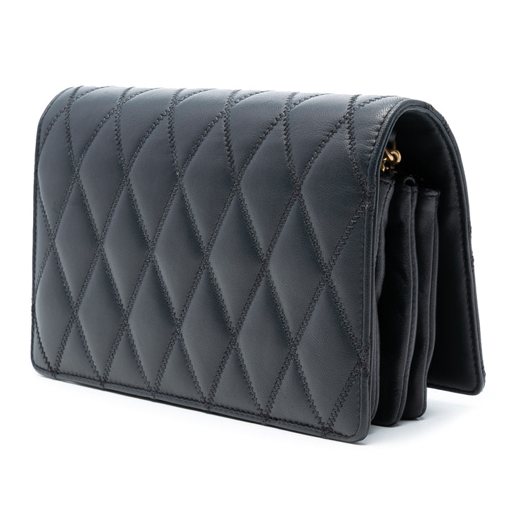 Saint Laurent Diamond Matelassé Cuir d’agneau Angie Sac à chaîne