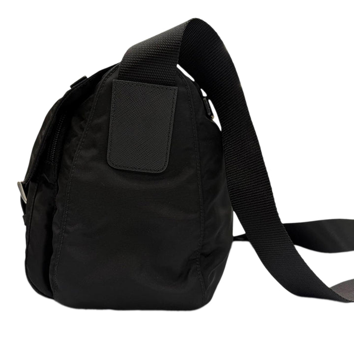 à finitions Zippé Double Buckle Sac Messenger Saffiano Noir