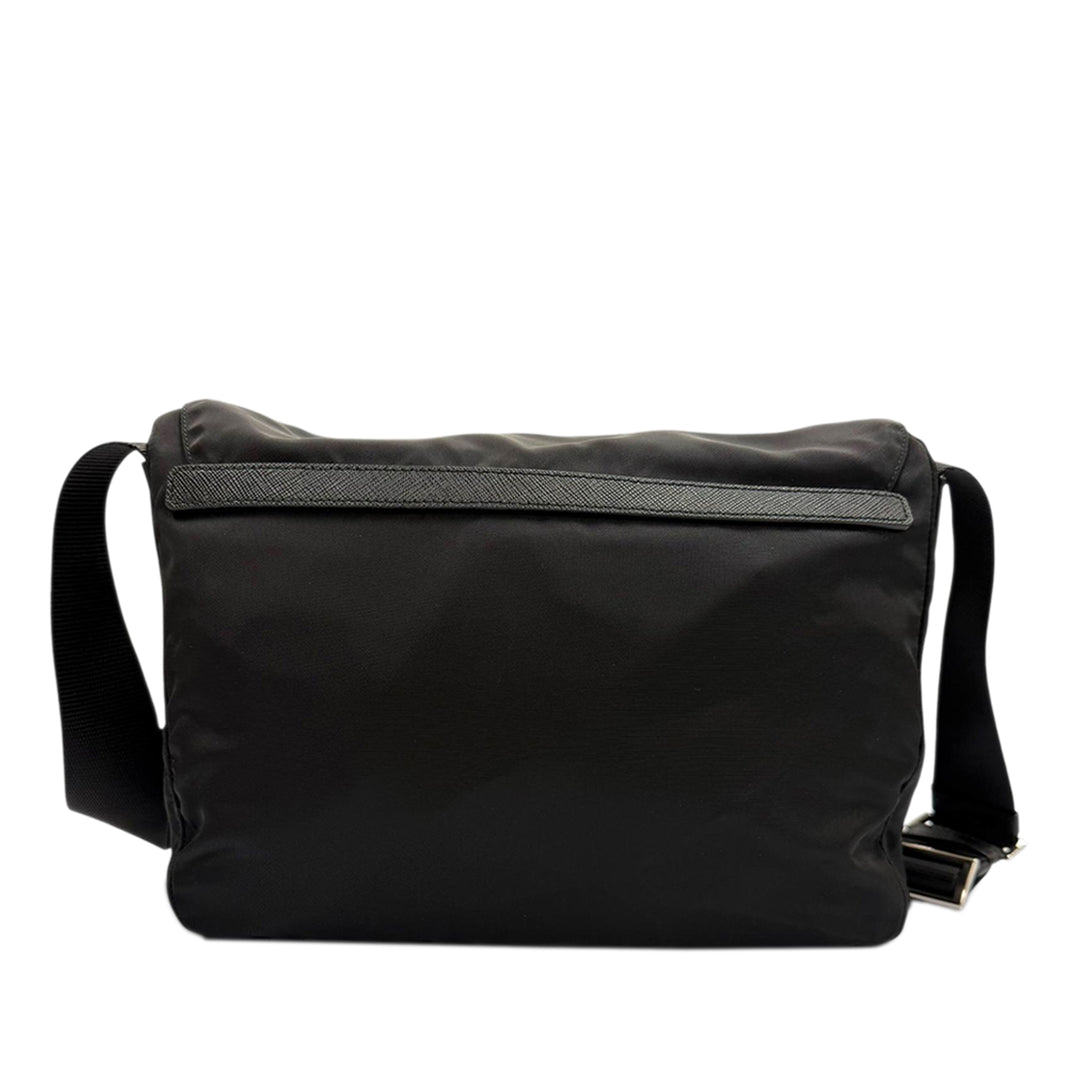 à finitions Zippé Double Buckle Sac Messenger Saffiano Noir