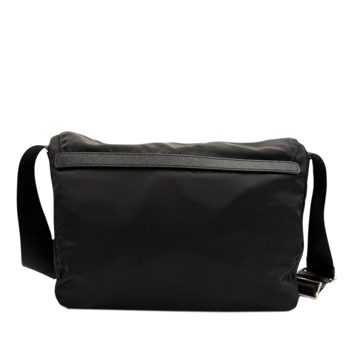 à finitions Zippé Double Buckle Sac Messenger Saffiano Noir