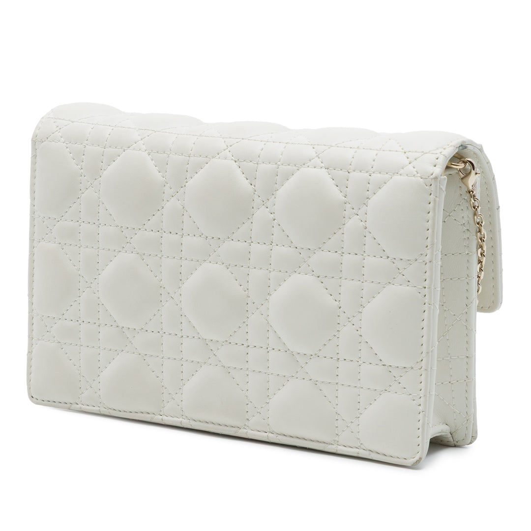 Cannage My Dior Daily Chaîne Pochette Cuir d'agneau Blanc