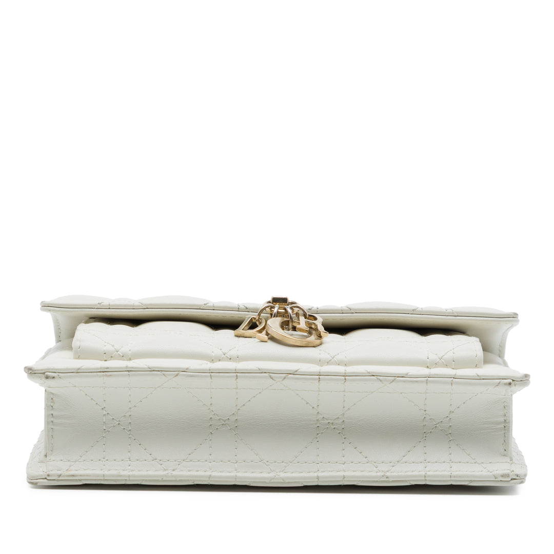 Cannage My Dior Daily Chaîne Pochette Cuir d'agneau Blanc