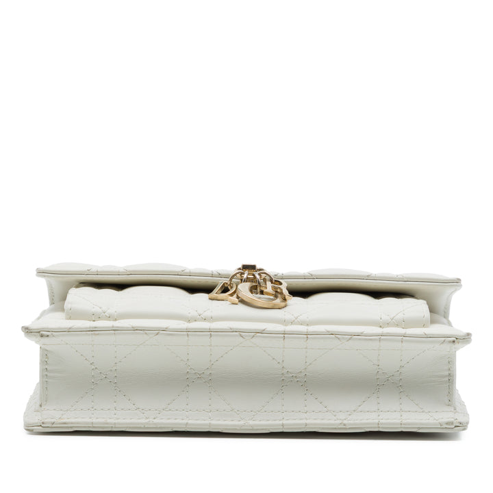 Cannage My Dior Daily Chaîne Pochette Cuir d'agneau Blanc