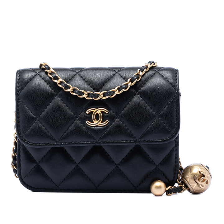 Chanel Mini Cuir d’agneau Perle Crush Pochette avec chaîne