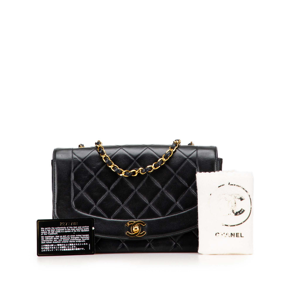 Medium Lambskin Diana Flap Black - Gaby Paris