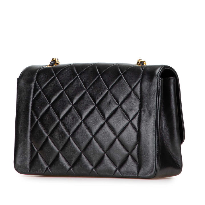 Medium Lambskin Diana Flap Black - Gaby Paris