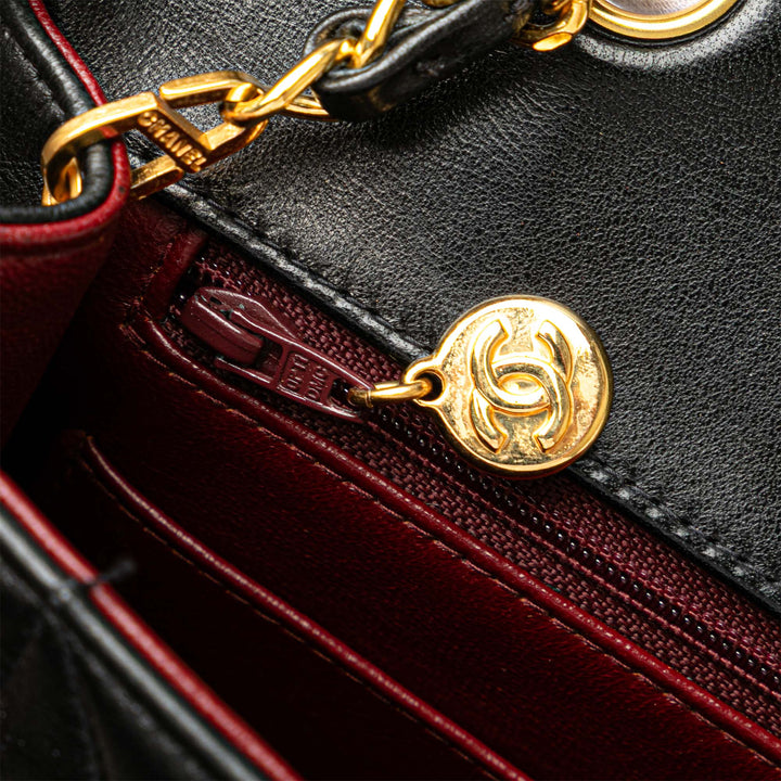 Medium Lambskin Diana Flap Black - Gaby Paris