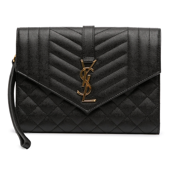 Saint Laurent Grain De Poudre Triquilt Monogram Envelope Pochette