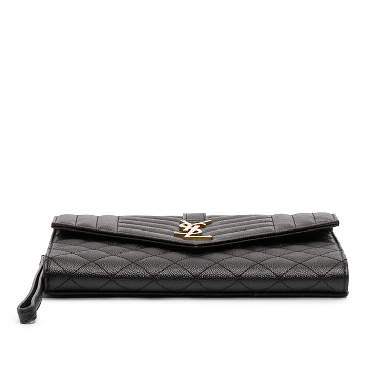 Saint Laurent Grain De Poudre Triquilt Monogram Envelope Pochette