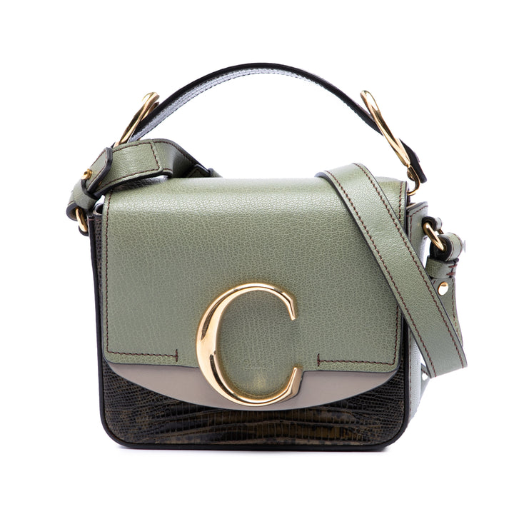 Tricolore Croc embossé C Sac Mini Cuir de veau Vert