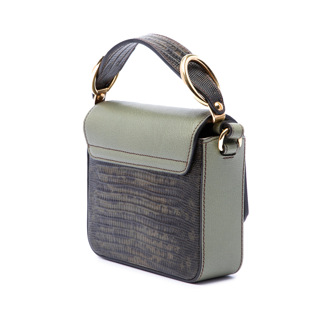 Tricolore Croc embossé C Sac Mini Cuir de veau Vert