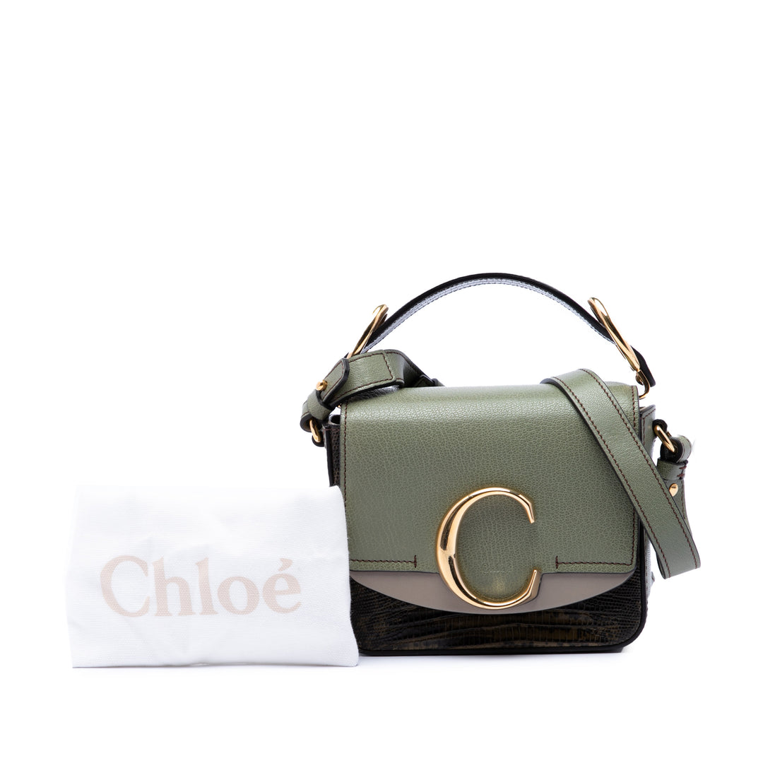 Tricolore Croc embossé C Sac Mini Cuir de veau Vert