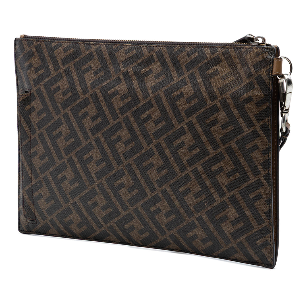 Fendi FF 1974 Coated Toile et Cuir Diagonal Pochette