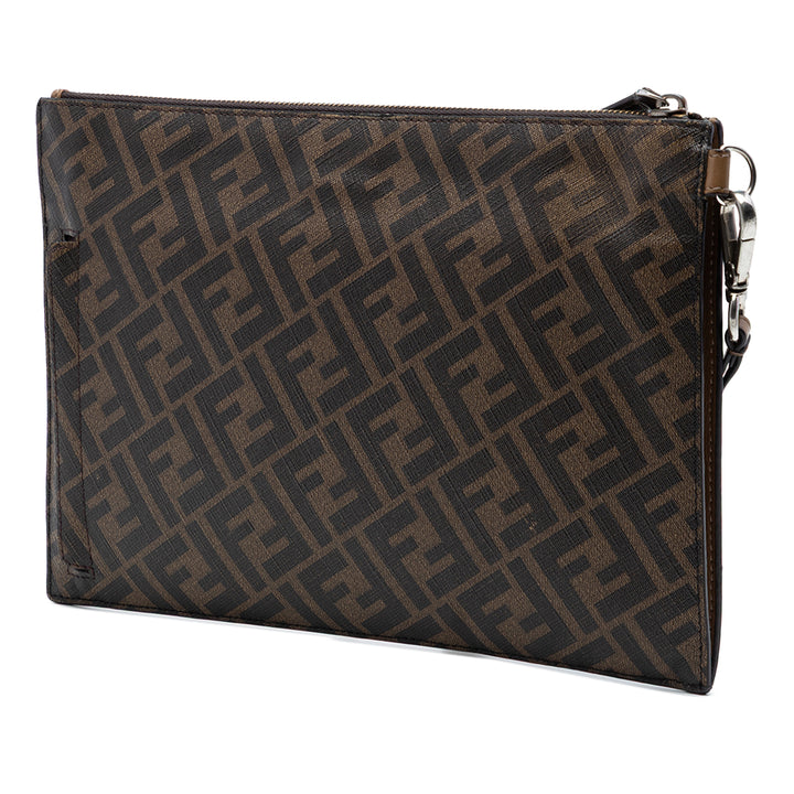 Fendi FF 1974 Coated Toile et Cuir Diagonal Pochette