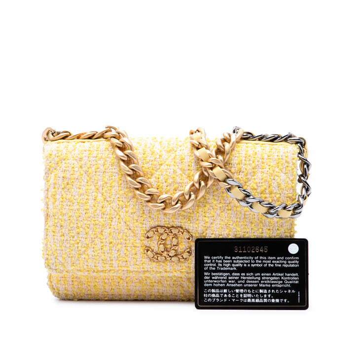 19 Wallet on Chain Tweed Jaune
