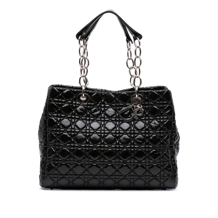 Dior Large Cuir verni Cannage Lady Dior Soft Shopping Cabas