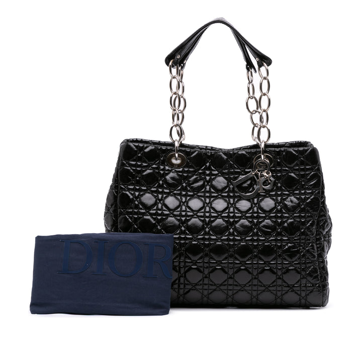 Dior Large Cuir verni Cannage Lady Dior Soft Shopping Cabas