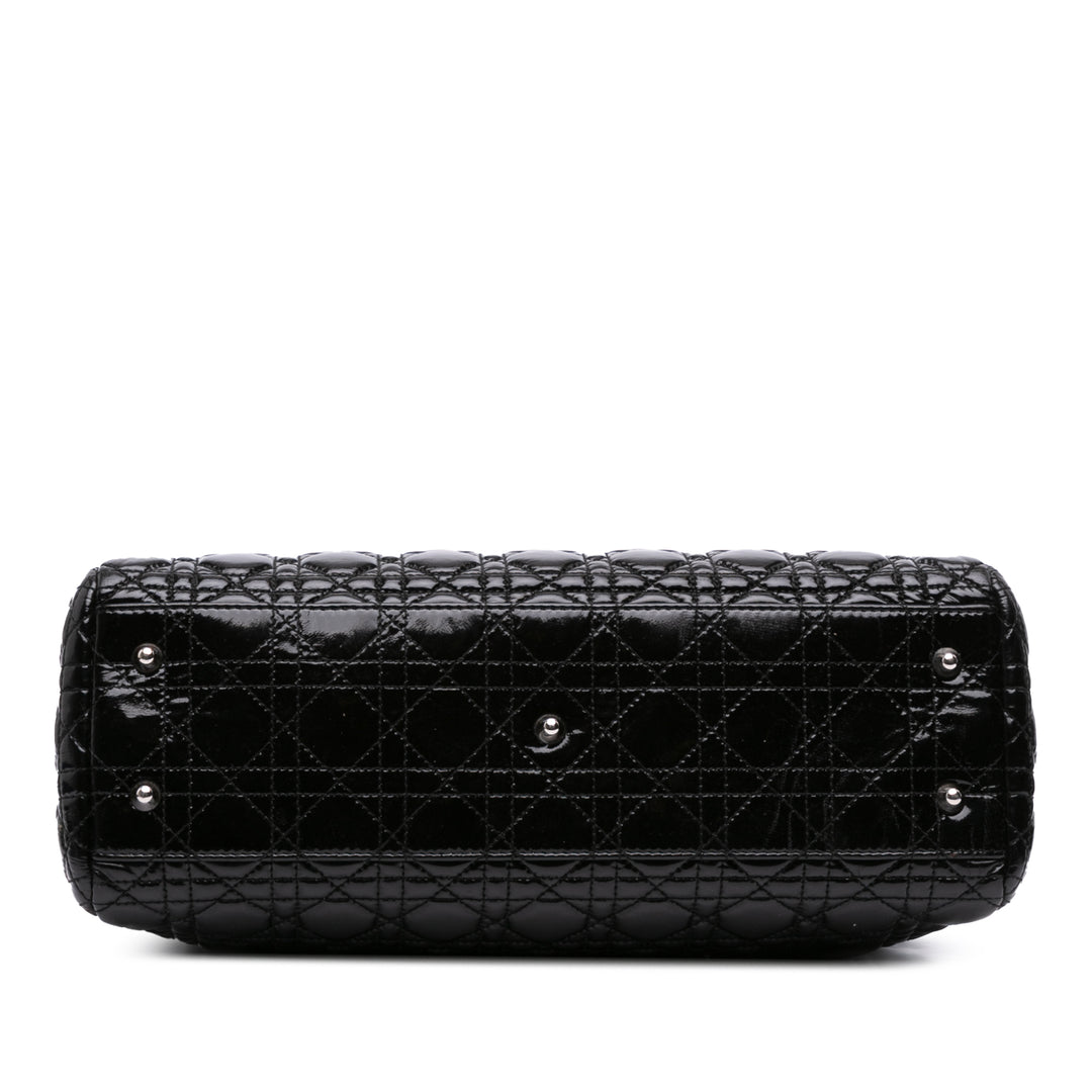 Dior Large Cuir verni Cannage Lady Dior Soft Shopping Cabas