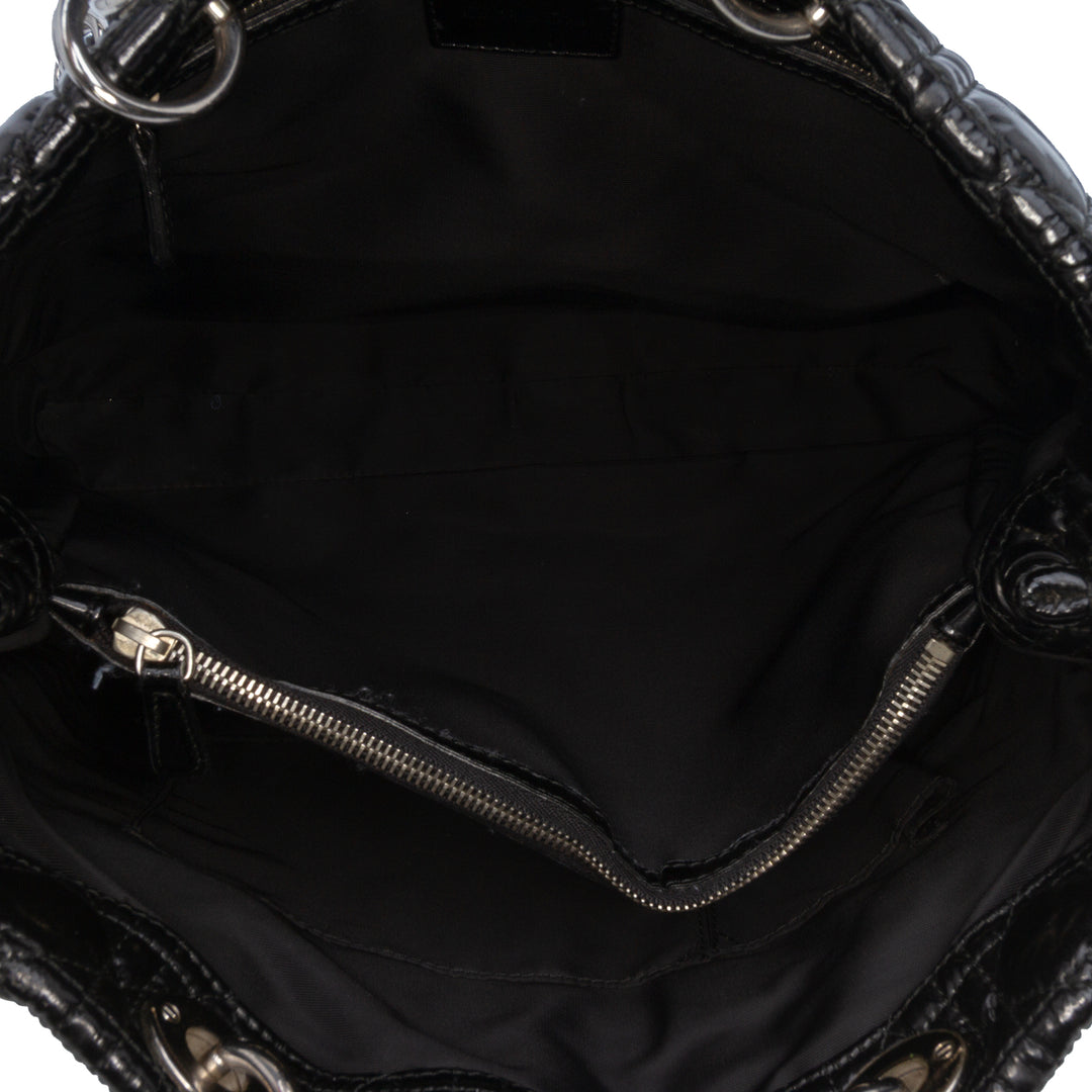 Dior Large Cuir verni Cannage Lady Dior Soft Shopping Cabas