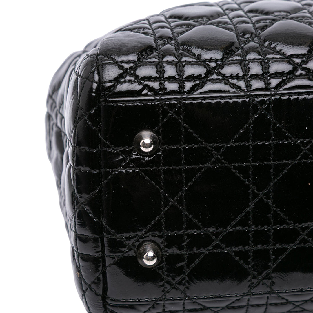 Dior Large Cuir verni Cannage Lady Dior Soft Shopping Cabas