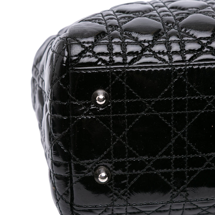 Dior Large Cuir verni Cannage Lady Dior Soft Shopping Cabas