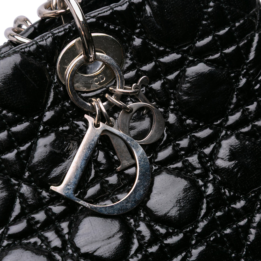 Dior Large Cuir verni Cannage Lady Dior Soft Shopping Cabas