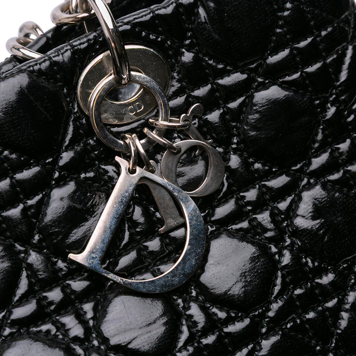 Dior Large Cuir verni Cannage Lady Dior Soft Shopping Cabas