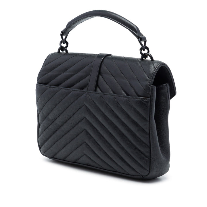 Chevron Monochrome College Sac Moyen de mouton Noir