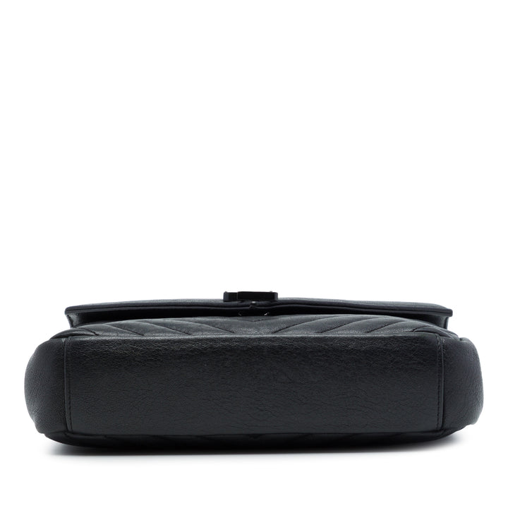 Chevron Monochrome College Sac Moyen de mouton Noir