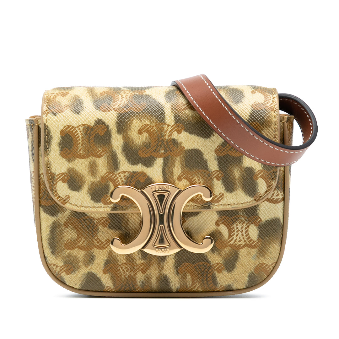 Celine Leopard Imprimé Claude Sac Mini Cuir de veau Marron – vue principale – GABY PARIS