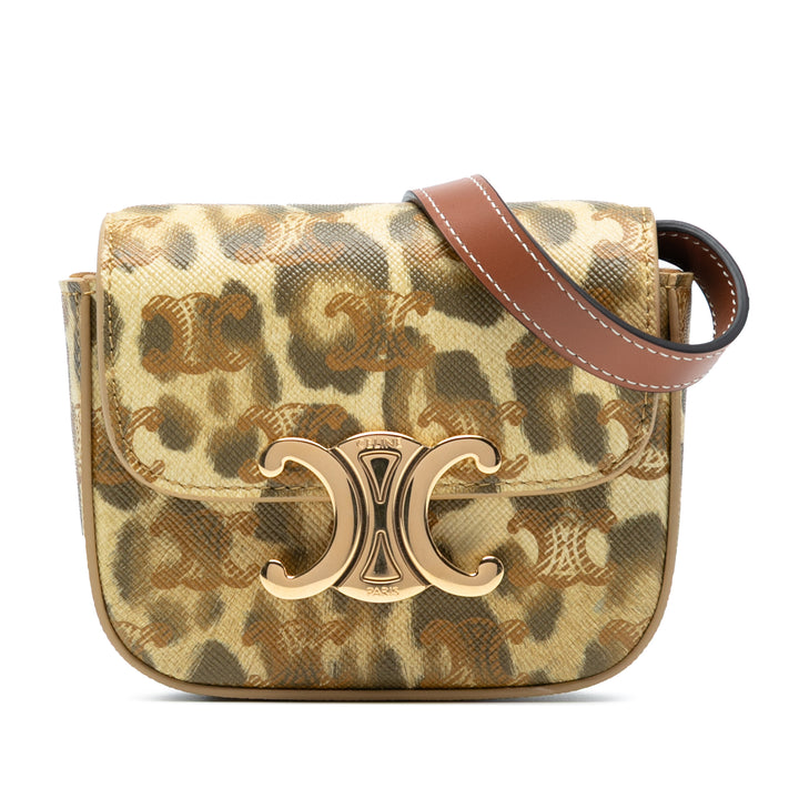 Celine Leopard Imprimé Claude Sac Mini Cuir de veau Marron – vue principale – GABY PARIS